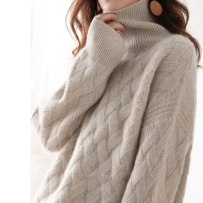Diamond knit round neck sweater for women | Daria Solenne