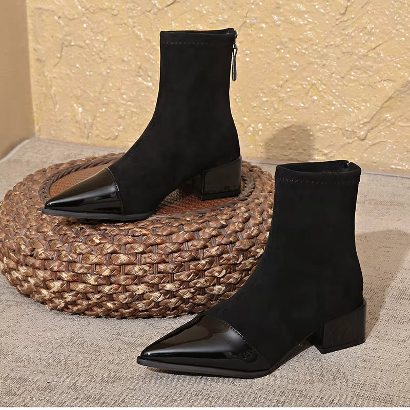 Elegant block-heel suede ankle boots for women | Gracia -9
