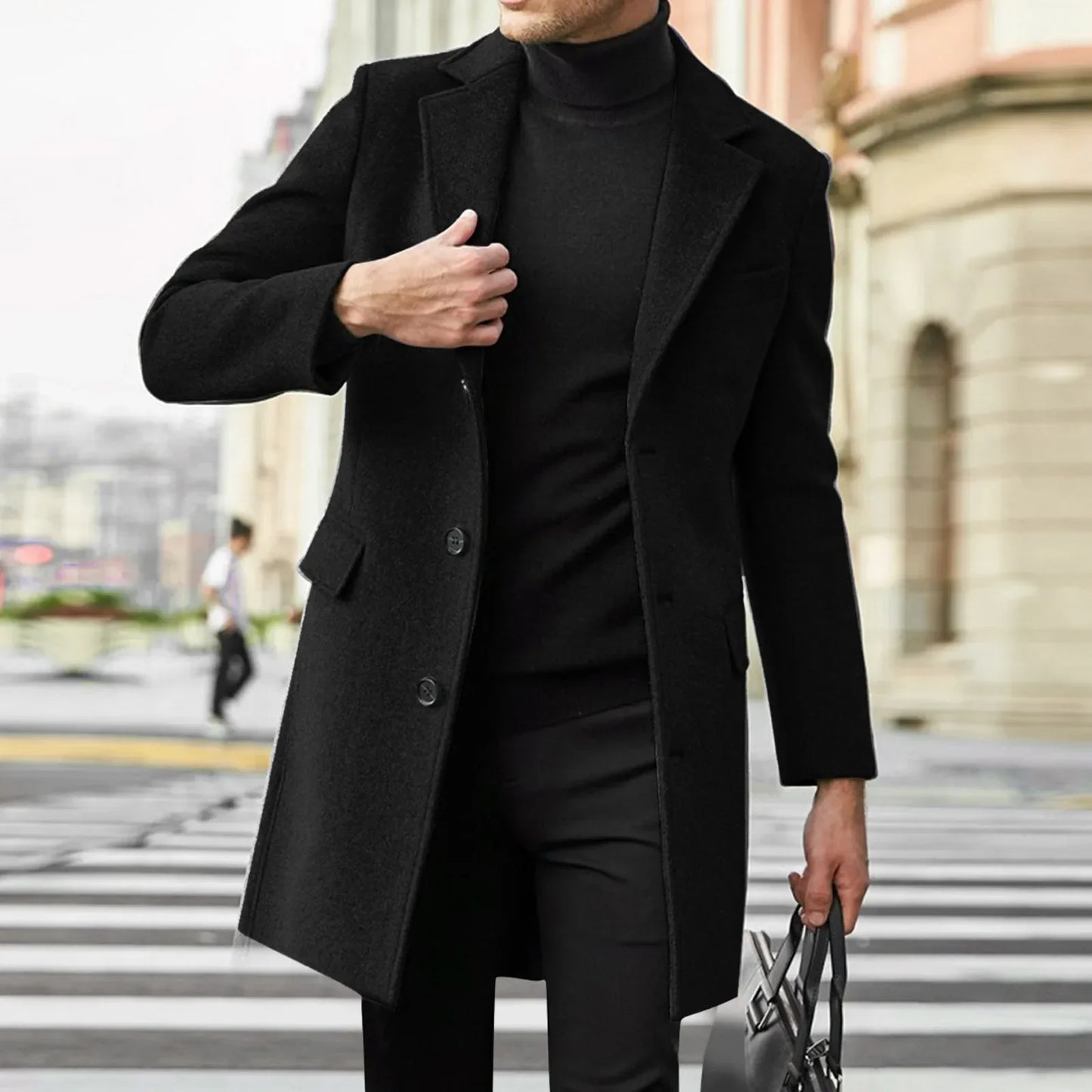 Tailored longline coat with hidden closure for men | London Exchange