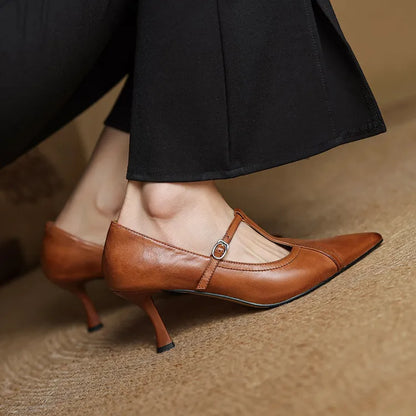 Pointed Toe Buckle Strap Stiletto Heels for women | Alessandra