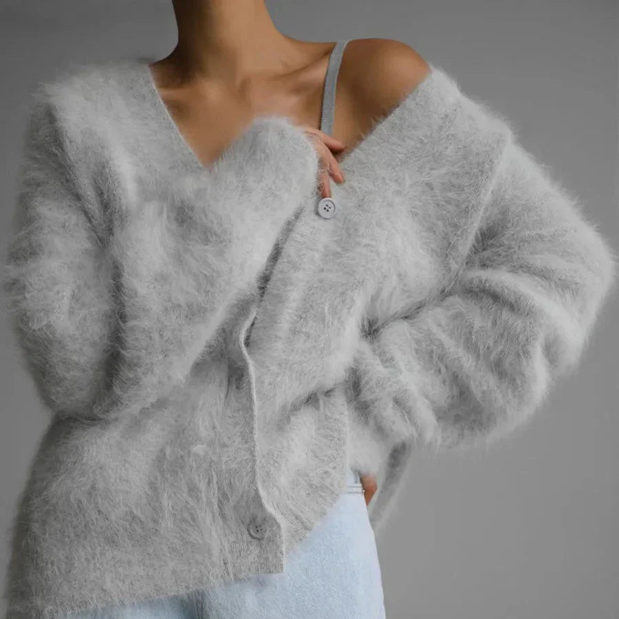 Single-breasted soft knit cardigan for women | Helena Prestige