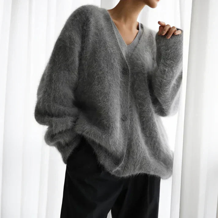 Elegant relaxed cashmere cardigan for women | Ella -7
