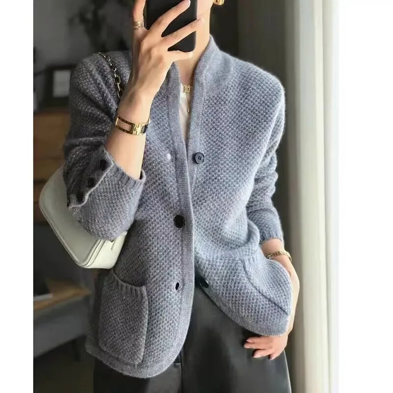 Half-neck tailored knit cardigan for men | Grace Élise