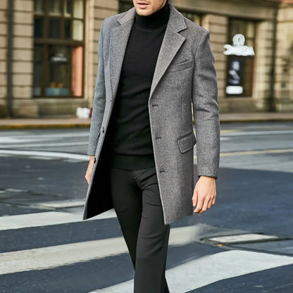 Tailored longline coat with hidden closure for men | London Exchange