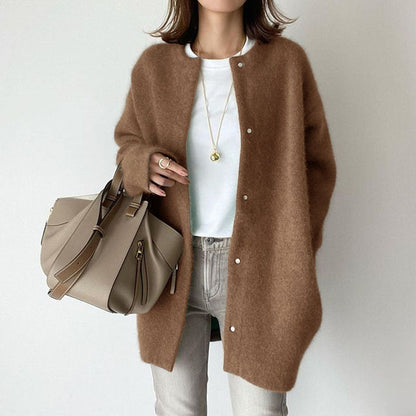 Luxe classic open-front wool cardigan for women | Sofia Amoretti -2