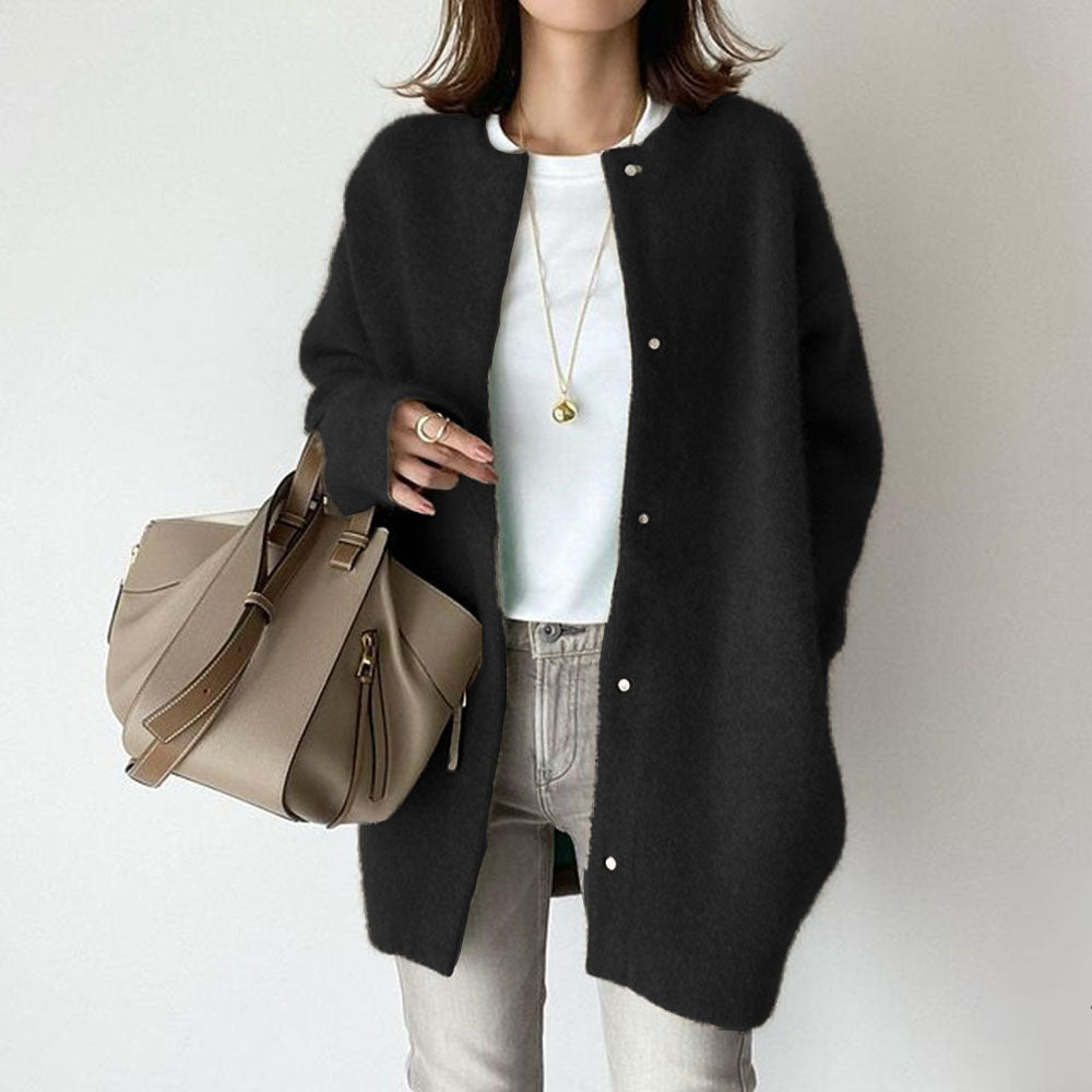 Luxe classic open-front wool cardigan for women | Sofia Amoretti -3