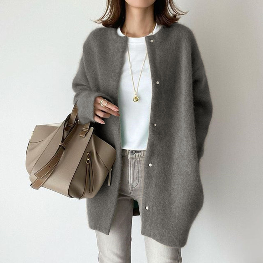 Luxe classic open-front wool cardigan for women | Sofia Amoretti -4