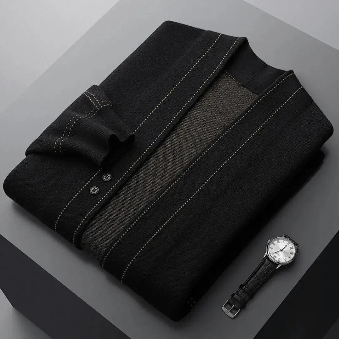 Classic jacquard virgin-wool cardigan for men | Stéphane Parker -5