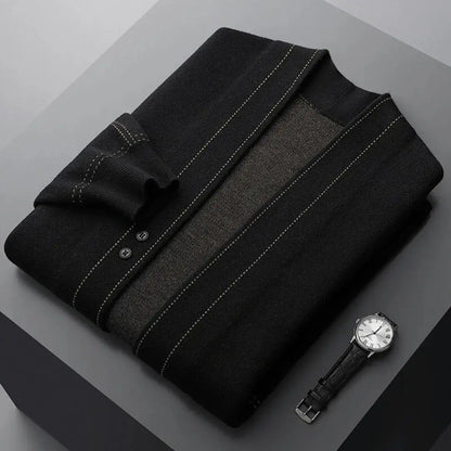 Classic jacquard virgin-wool cardigan for men | Stéphane Parker -5