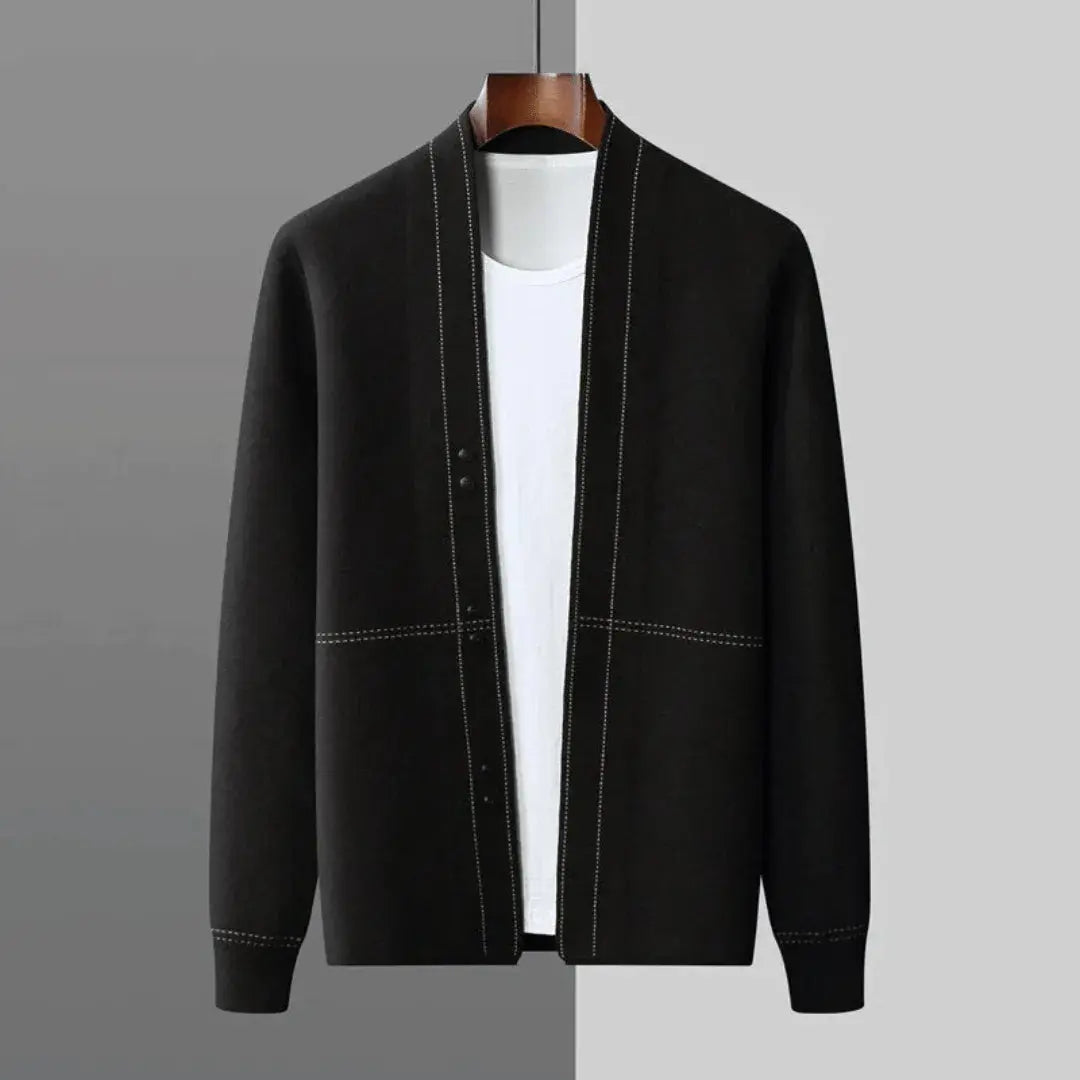 Classic jacquard virgin-wool cardigan for men | Stéphane Parker -4