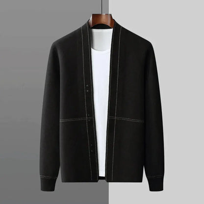 Classic jacquard virgin-wool cardigan for men | Stéphane Parker -4