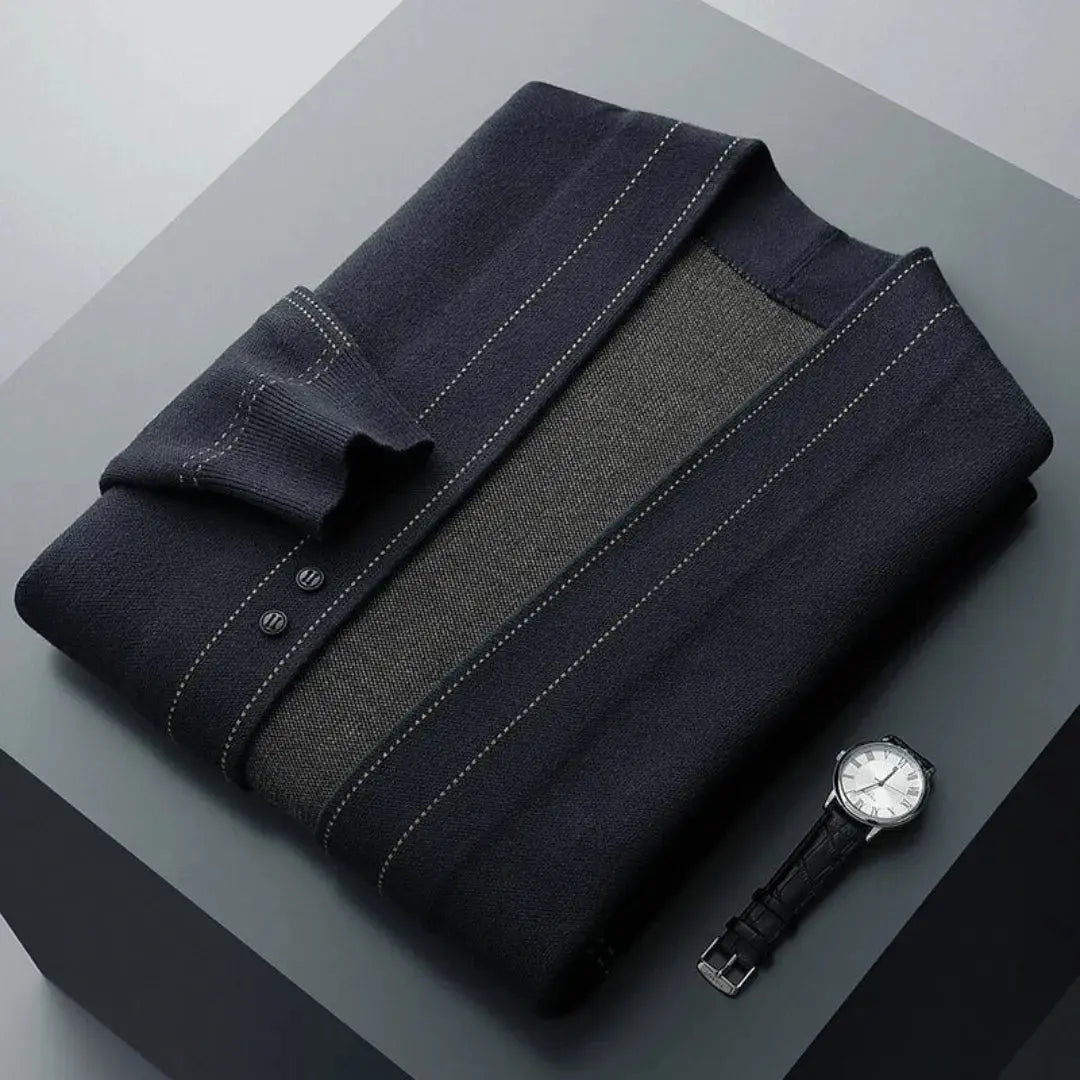 Classic jacquard virgin-wool cardigan for men | Stéphane Parker -7