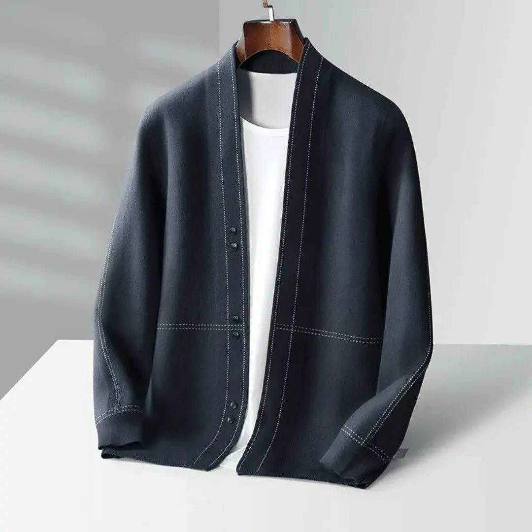 Classic jacquard virgin-wool cardigan for men | Stéphane Parker -6