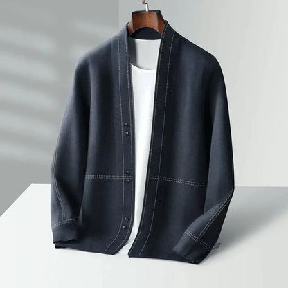 Classic jacquard virgin-wool cardigan for men | Stéphane Parker -6