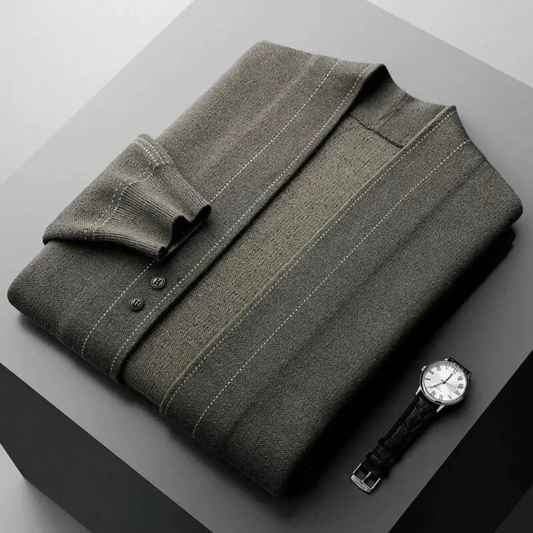 Classic jacquard virgin-wool cardigan for men | Stéphane Parker -3