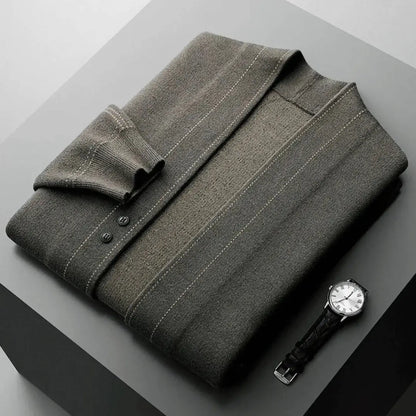 Classic jacquard virgin-wool cardigan for men | Stéphane Parker -3