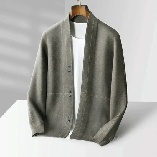 Classic jacquard virgin-wool cardigan for men | Stéphane Parker -1