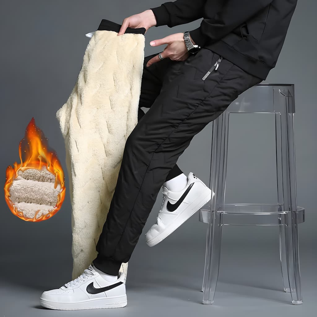 Warm fleece-lined thermal jogging trousers for men | Leila -2