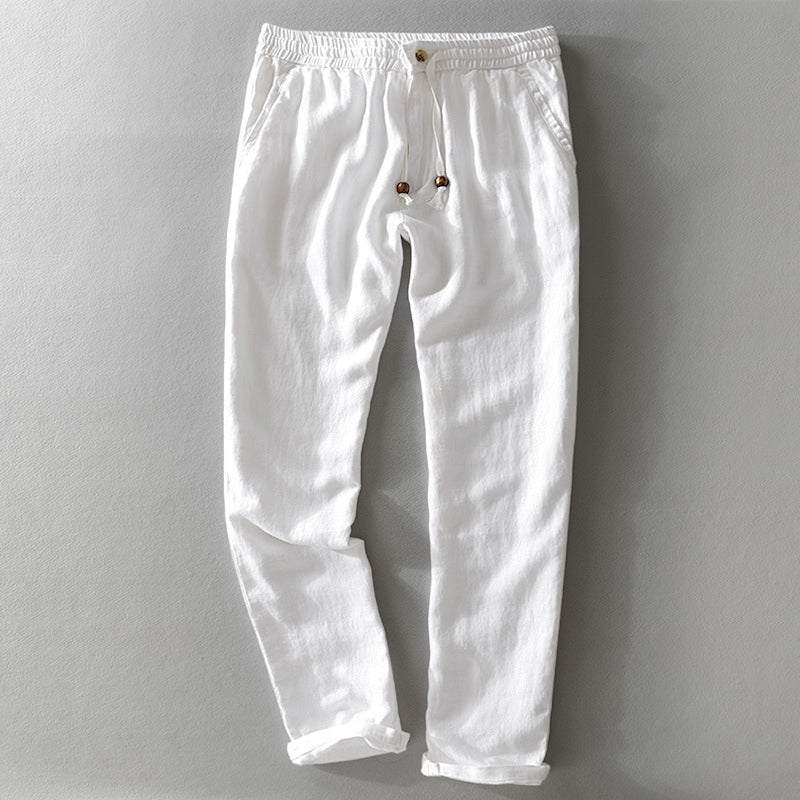 Relaxed casual linen trousers for men | Theodore Willow -3