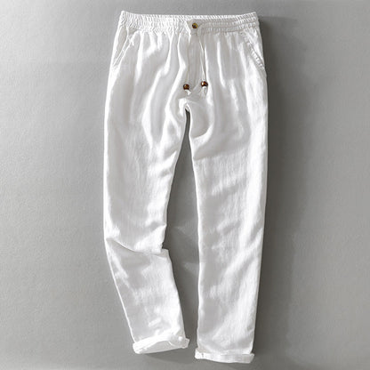Relaxed casual linen trousers for men | Theodore Willow -3