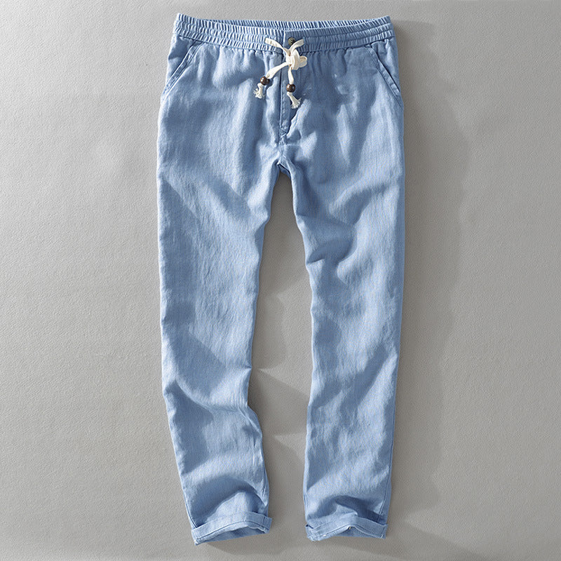 Relaxed casual linen trousers for men | Theodore Willow -4