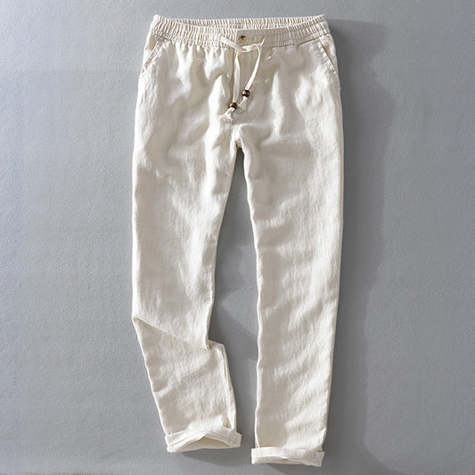 Relaxed casual linen trousers for men | Theodore Willow -1