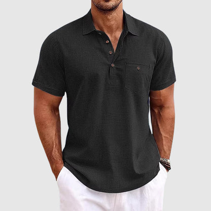 Classic everyday linen polo shirt for men | Theodore Willow -2