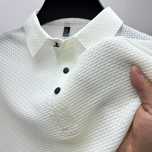 Classic slim-fit linen polo shirt for men | Theodore Willow -5
