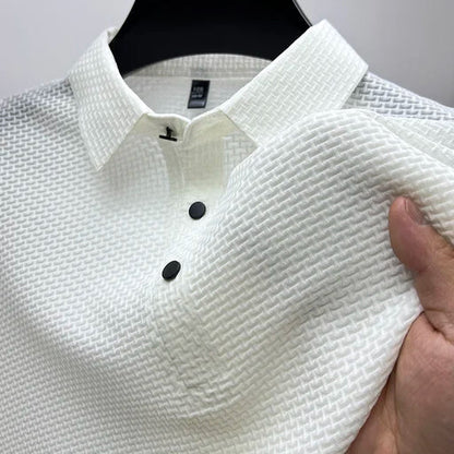 Classic slim-fit linen polo shirt for men | Theodore Willow -5