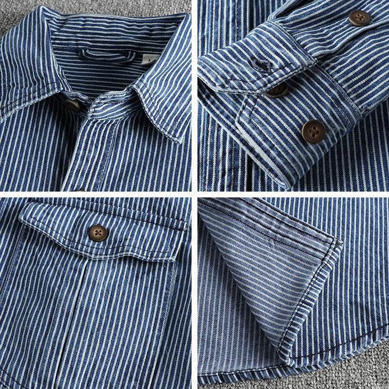 Vintage denim shirt for men -6