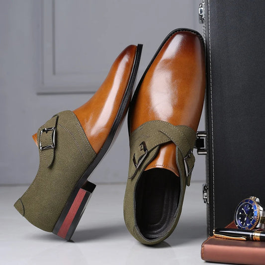 Dual tone buckle loafer with polished refined finish for men | Barclay