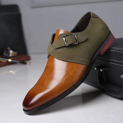Dual tone buckle loafer with polished refined finish for men | Barclay