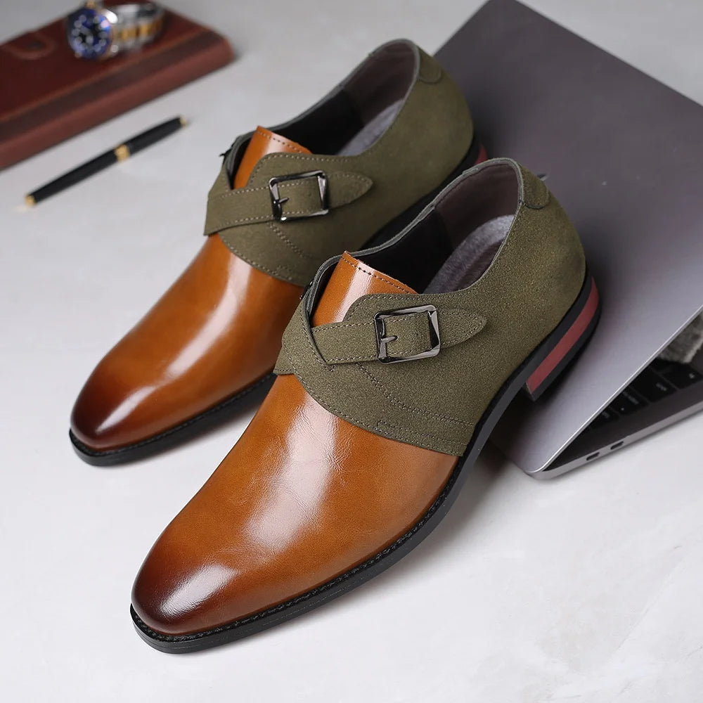Dual tone buckle loafer with polished refined finish for men | Barclay