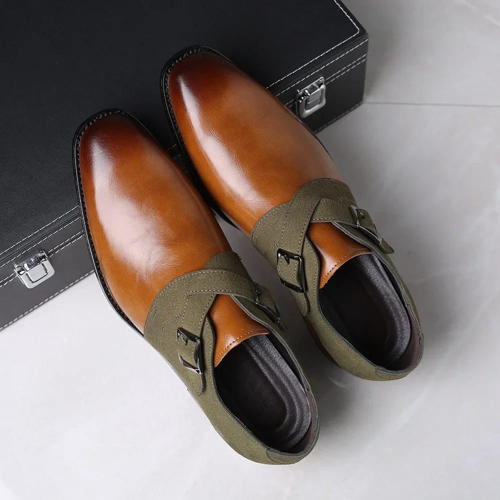 Dual tone buckle loafer with polished refined finish for men | Barclay