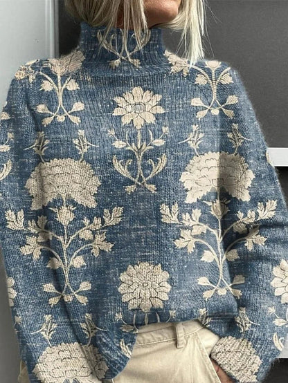 Elegant turtleneck sweater with ribbed details for women | Elira