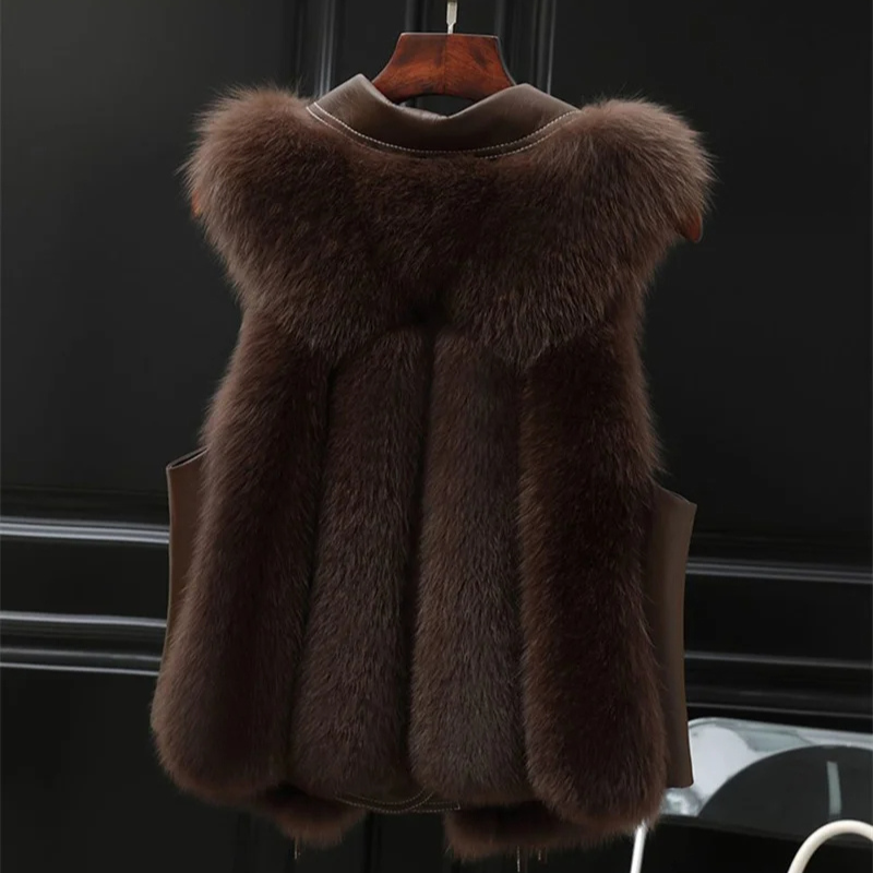 Oversized lapel winter gilet with adjustable waist tie detail for women | Empress