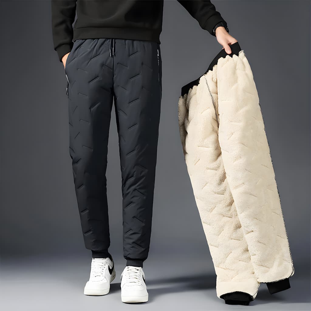 Warm fleece-lined thermal jogging trousers for men | Leila -1