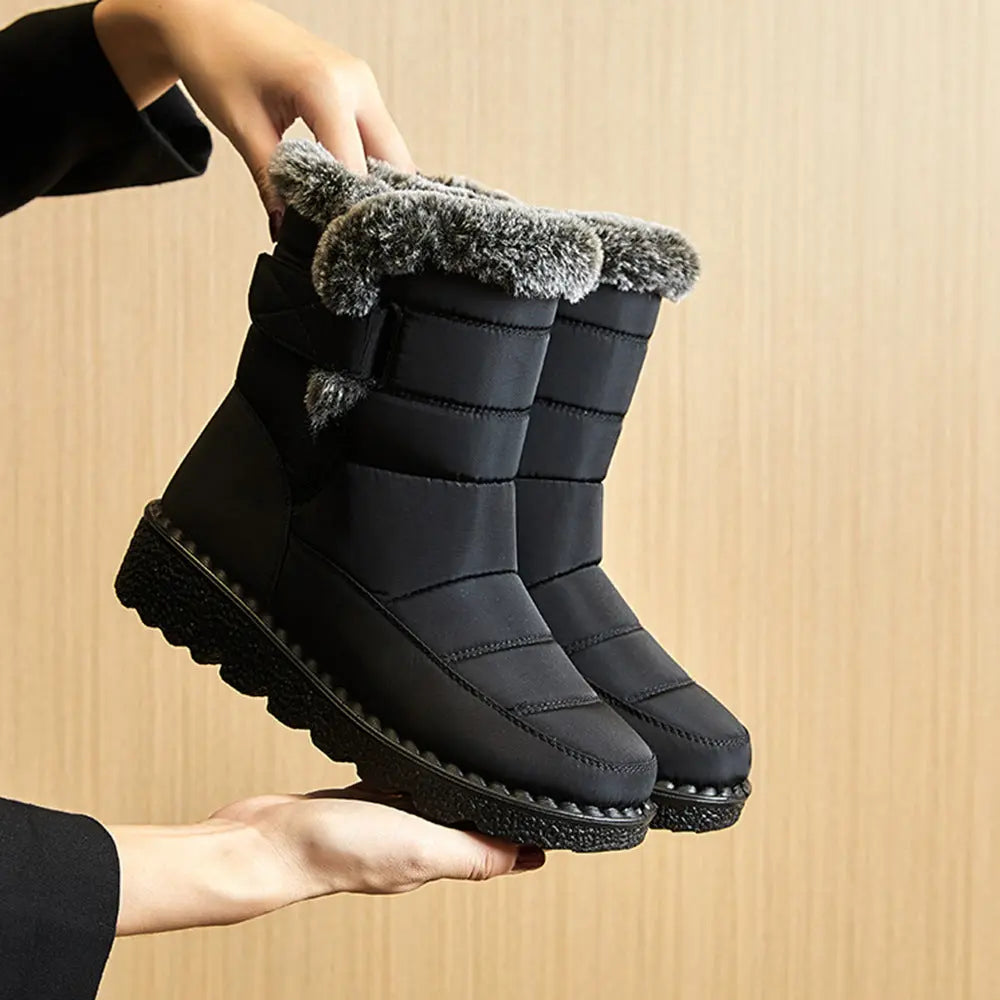 Warm non-slip waterproof snow boots for women -4