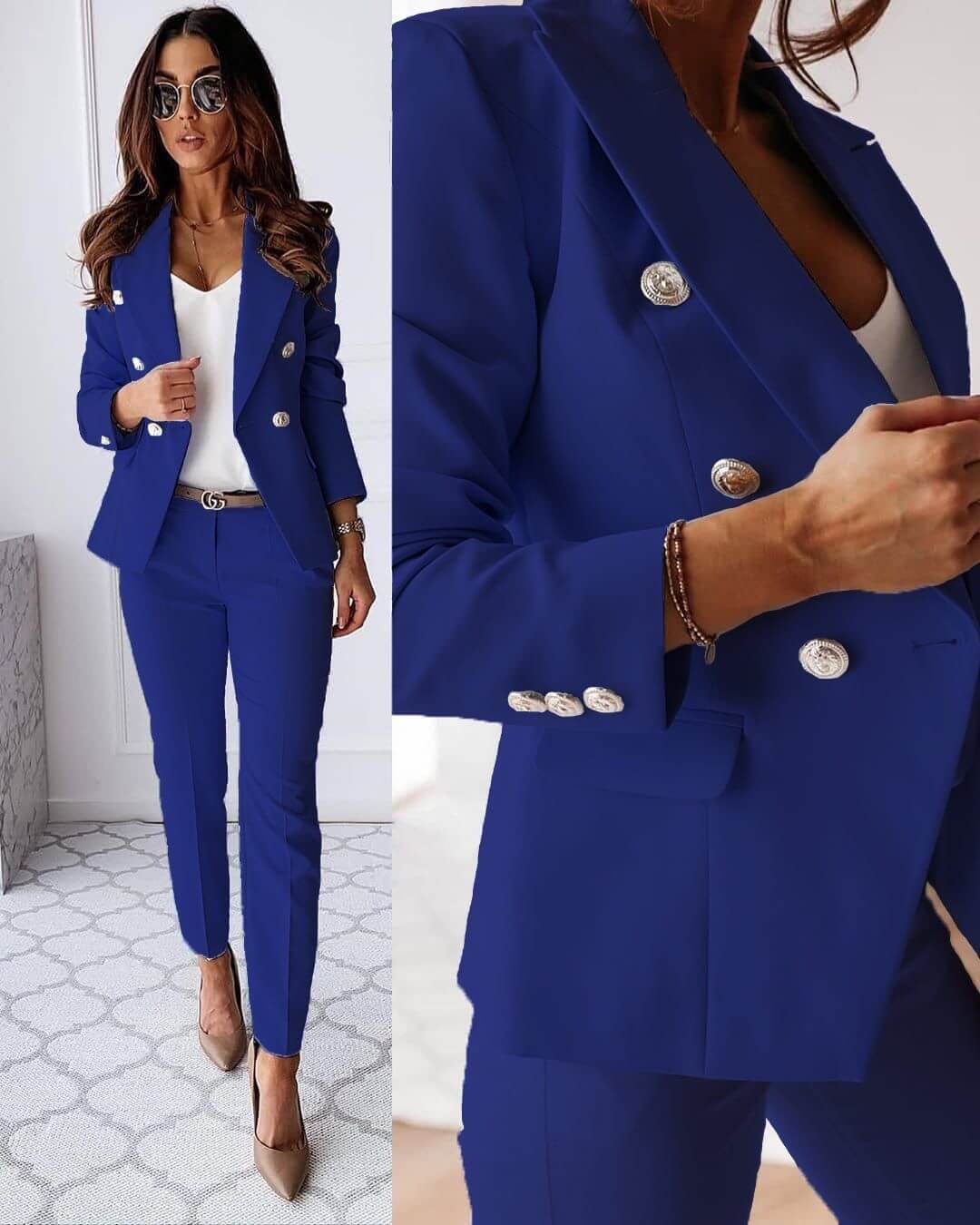Chic modern blazer and trouser set for women | Elena -5