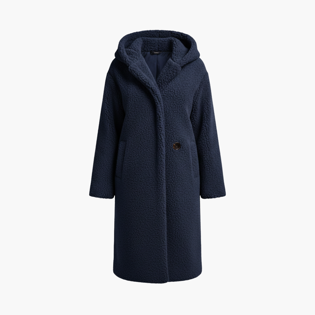 Classic hooded button-through coat for women -1