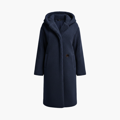 Classic hooded button-through coat for women -1