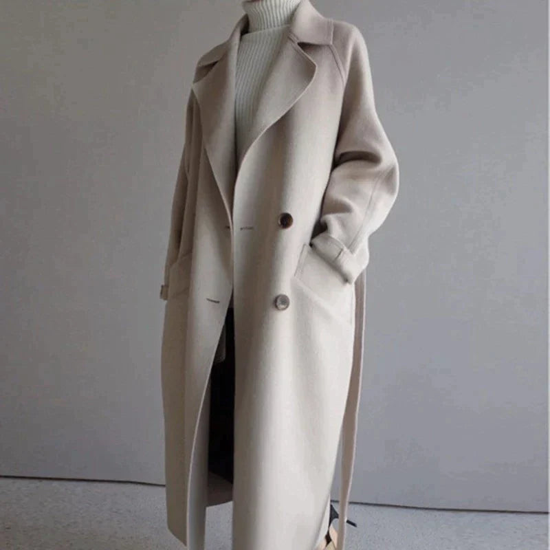 Timeless elegant long wool winter coat for women | Isabelle -5