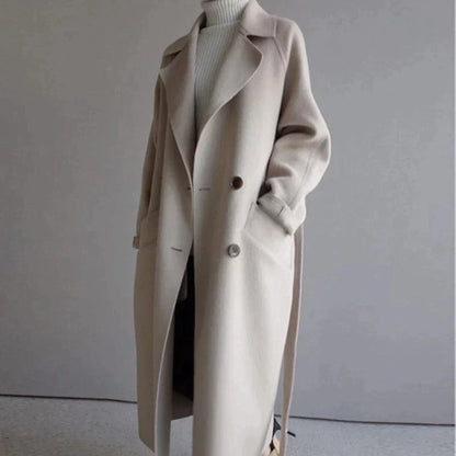 Timeless elegant long wool winter coat for women | Isabelle -5