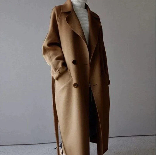 Timeless elegant long wool winter coat for women | Isabelle -1