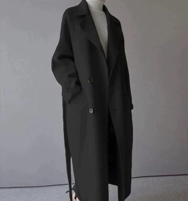 Timeless elegant long wool winter coat for women | Isabelle -2