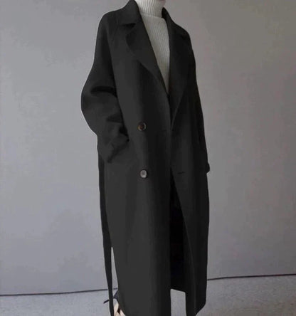 Timeless elegant long wool winter coat for women | Isabelle -2