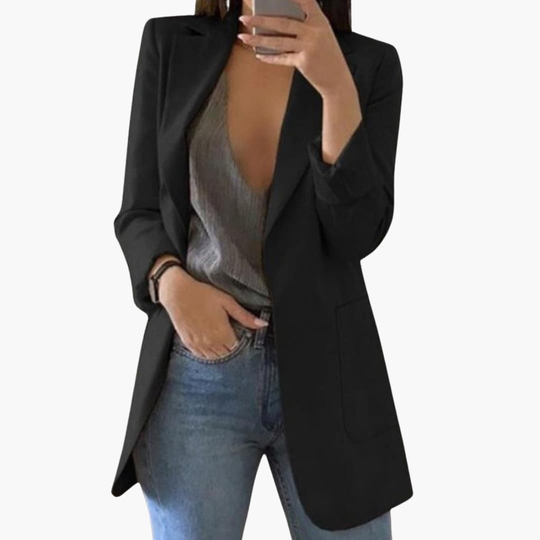 Smart structured front-pocket blazer for women -2