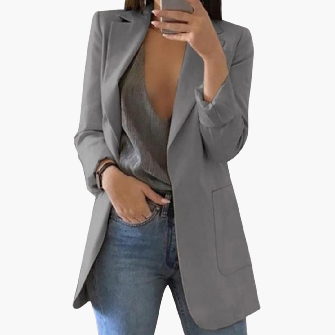 Smart structured front-pocket blazer for women -3