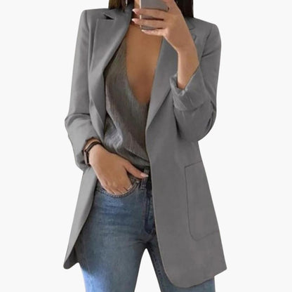 Smart structured front-pocket blazer for women -3