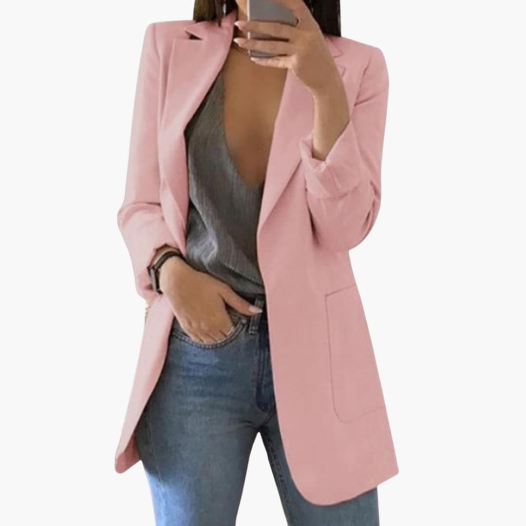 Smart structured front-pocket blazer for women -5